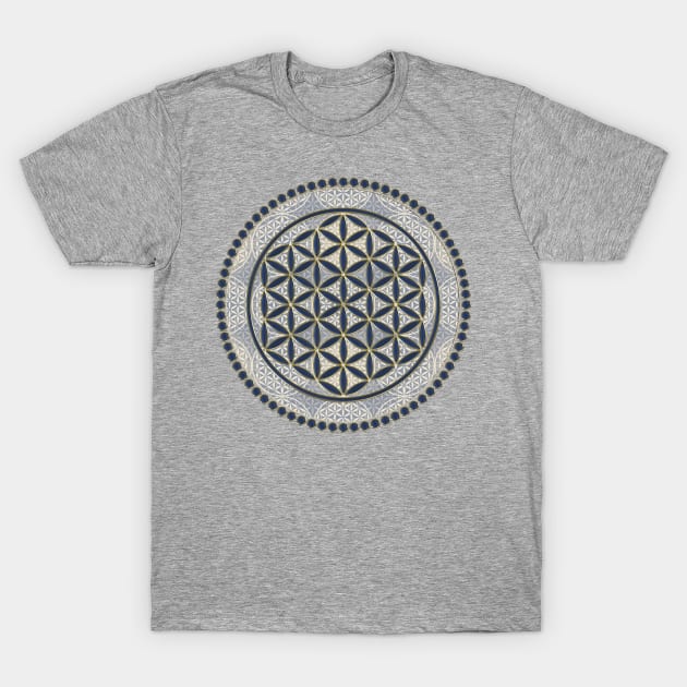 FLOWER OF LIFE - Stamp Button - Blue Grey T-Shirt by EDDArt